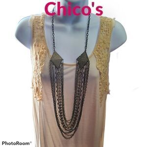 Chico's Statwment Layered Necklace Bronze tone